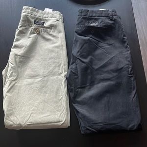 2 pair Banana Republic Gavin chinos 33x32, black & kahki